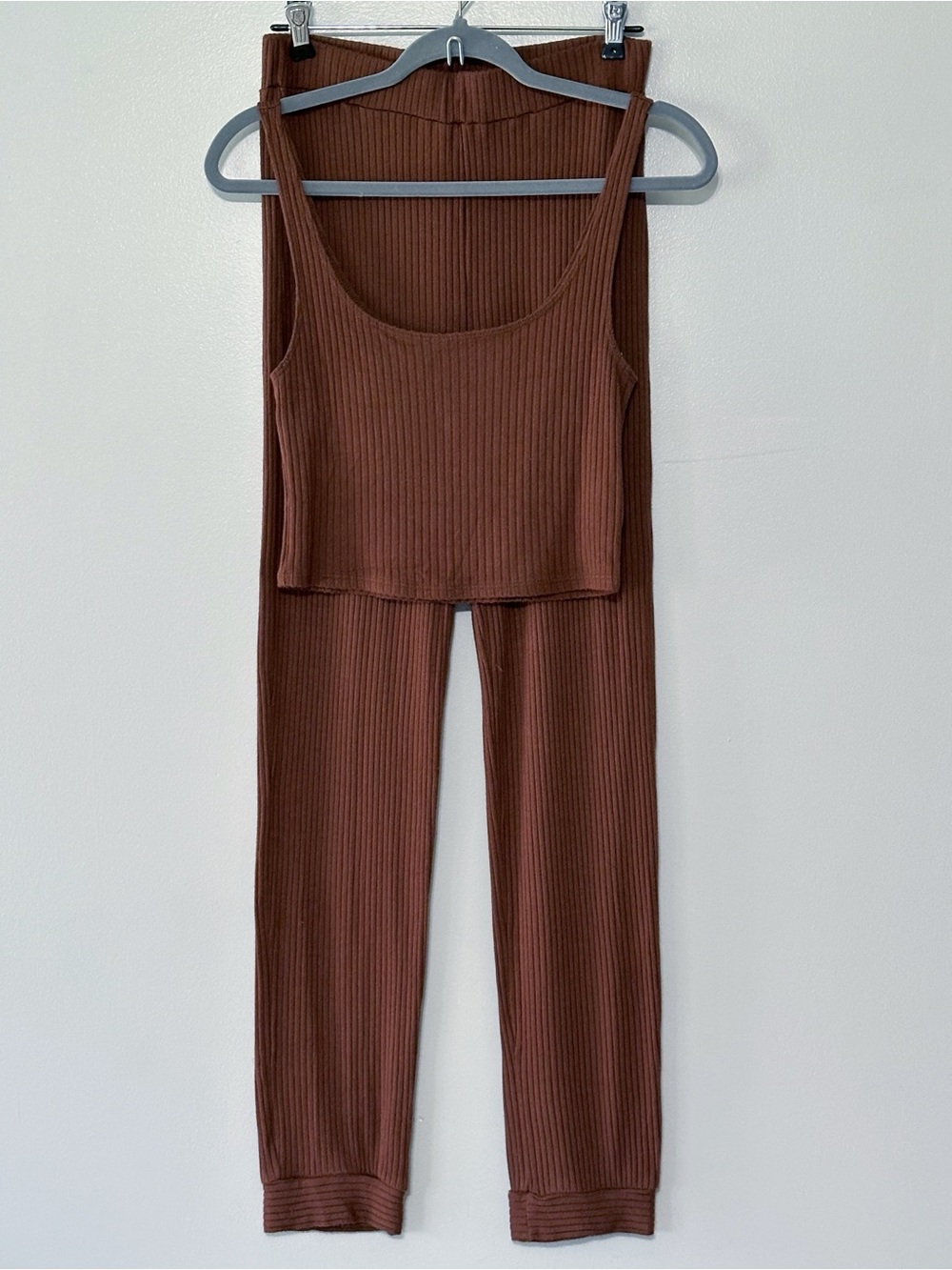 Reformation Carmel Two Piece Ribbed Jogger Set in Chestnut Women's size Medium